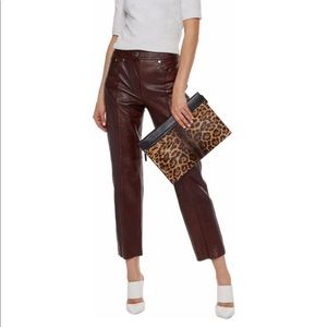 Helmut Lang Cropped Leather Straight Leg Pant